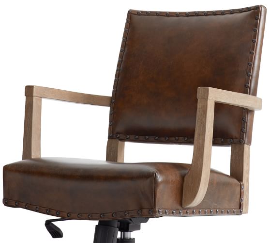 Manchester Leather Swivel Desk Chair | Pottery Ba