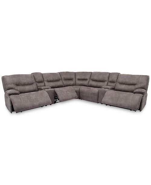 Furniture Felyx 133" 7-Pc. Fabric Sectional Sofa With 3 Power .