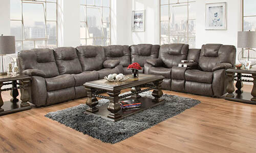 Reclining power sectionalleather styled desi