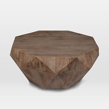 Reclaimed Wood Faceted Coffee Table | Reclaimed wood coffee table .