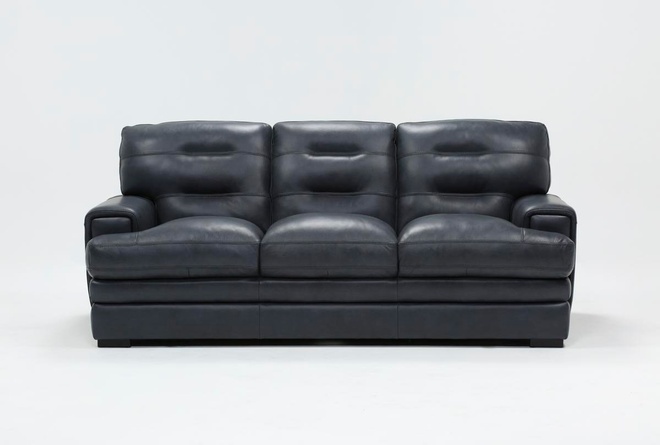 Gina Blue Leather Sofa | Living Spac