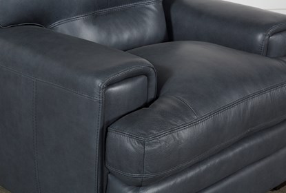 Gina Blue Leather Chair | Living Spac