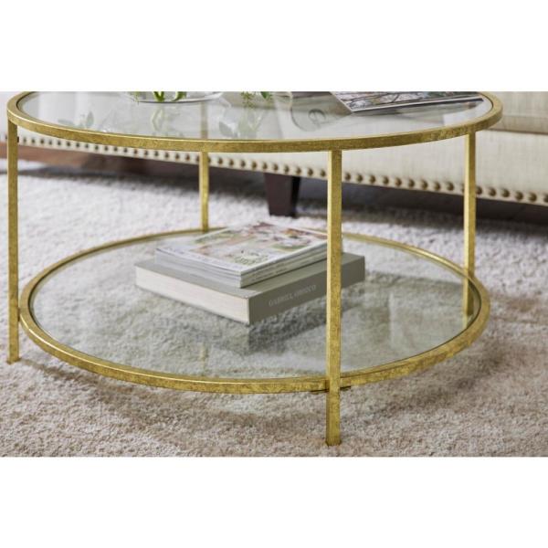 Home Decorators Collection Bella Round Gold Leaf Metal and Glass .