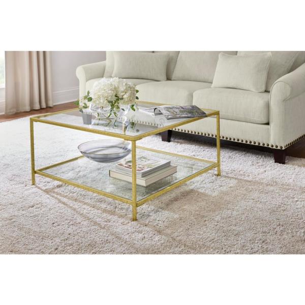 Home Decorators Collection Bella Square Gold Leaf Metal and Glass .
