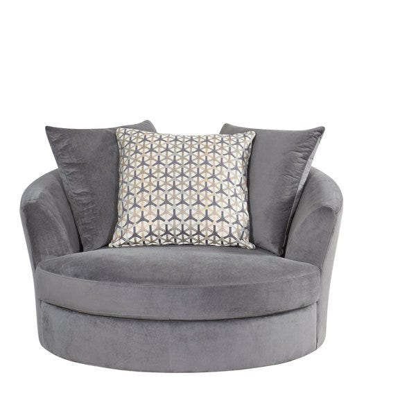 Shop Abbyson Tanya Grey Fabric Round Swivel Chair - Overstock .