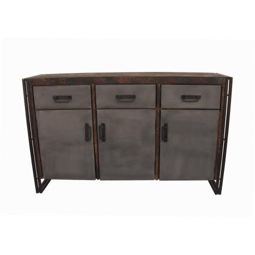 Abran 3 Door 3 Drawer Industrial Sideboard/Buffet – Rustic Ed