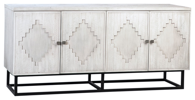 Clancy White Wash and Iron Wood Sideboard - Farmhouse - Buffets .