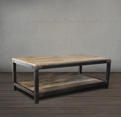 Reclaimed Wood and Metal Coffee Table Two Tier | Coffee table wood .