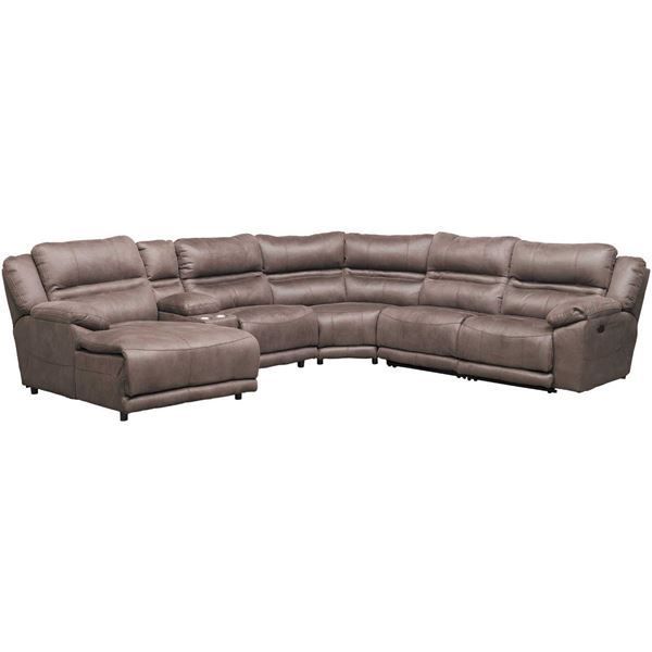 Braxton 6 Piece Power Reclining Sectional With Adjustable Headrest .