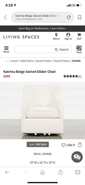 Katrina Beige Cream Swivel Glider Chair Living Spaces for Sale in .