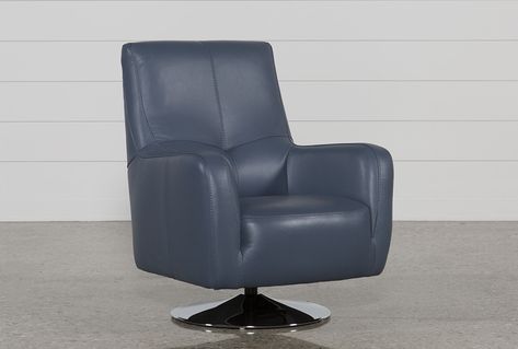 Kawai Swivel Chair, Blue | Leather swivel chair, White leather .