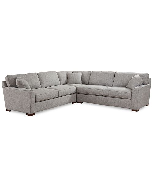 Furniture CLOSEOUT! Carena 3-Pc. Fabric "L" Shaped Sectional Sofa .
