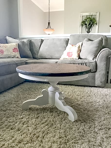 DIY Pedestal/Round Coffee Table- Farmhouse Style! A Full Tutorial!