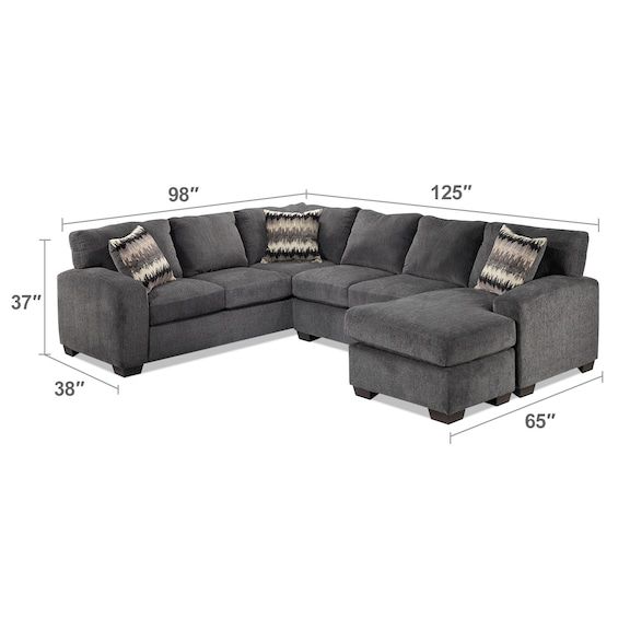 Living Room Furniture - Perth 2-Piece Sectional with Right-Facing .