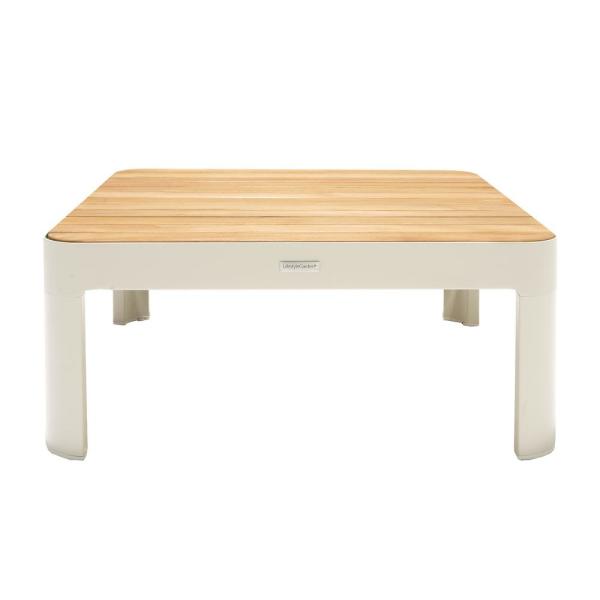 Armen Living Portals Outdoor Square Coffee Table in Light Matte .