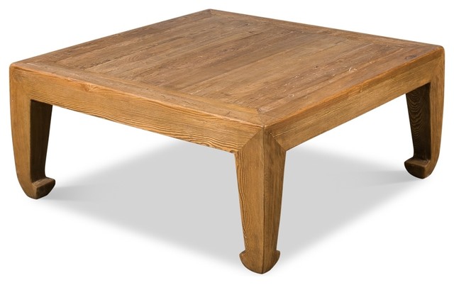 39" Chinese Coffee Table Reclaimed Pine Wood Natural Light Brown .