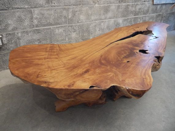 Teak live edge coffee table | Coffee table wood, Round wood coffee .