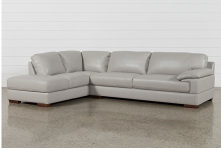Nico Light Grey Leather Sectional With Left Arm Facing Armless .