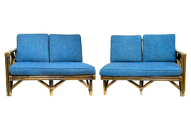 Midcentury Bamboo Sectional Couch, 2 Pcs on OneKingsLane.com From .