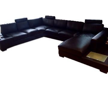 Black Leather Sectional Couch | Leather couch sectional, Leather .