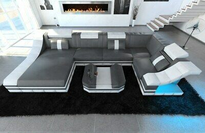 Luxury Sectional Sofa New York U Shape with LED genuine leather .