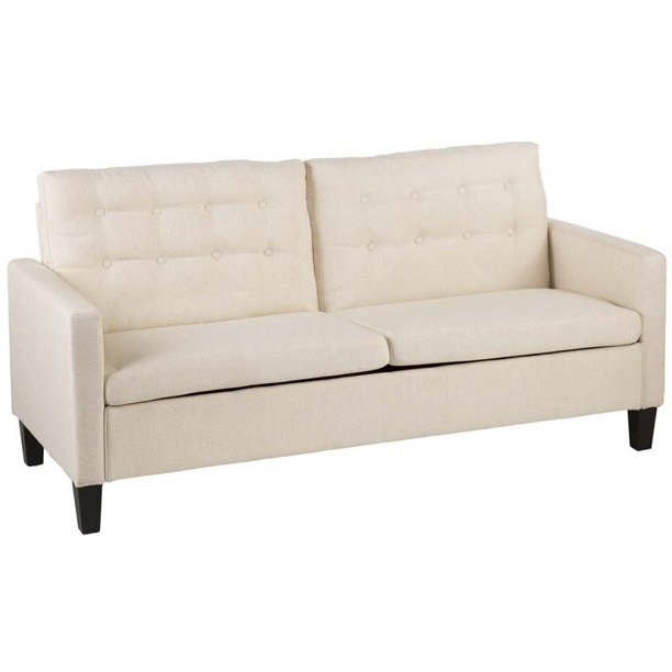 Southern Enterprises Mansfield Small Space Linen Sofa in Oatmeal .