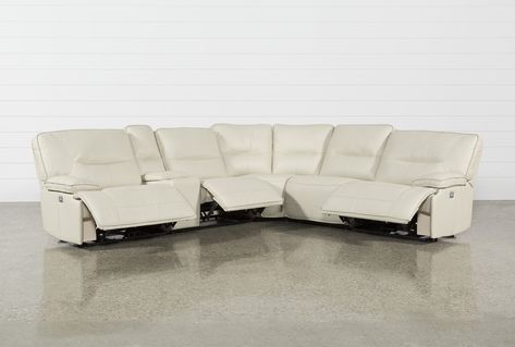 Marcus Oyster 6 Piece Sectional Sofa WithPower Headrest And USB .