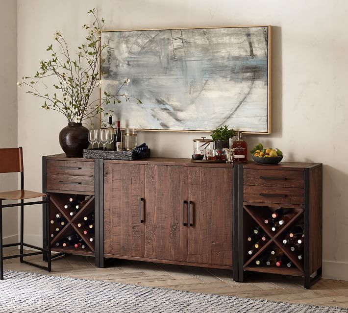 Griffin 92" Reclaimed Wood Buffet & Wine Console Set | Pottery Ba