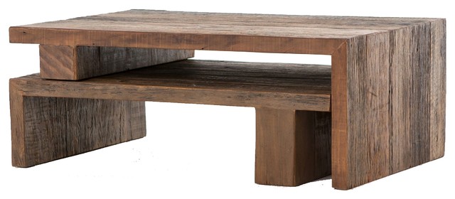 Ferris Reclaimed Wood Modular Nesting Coffee Table - Rustic .