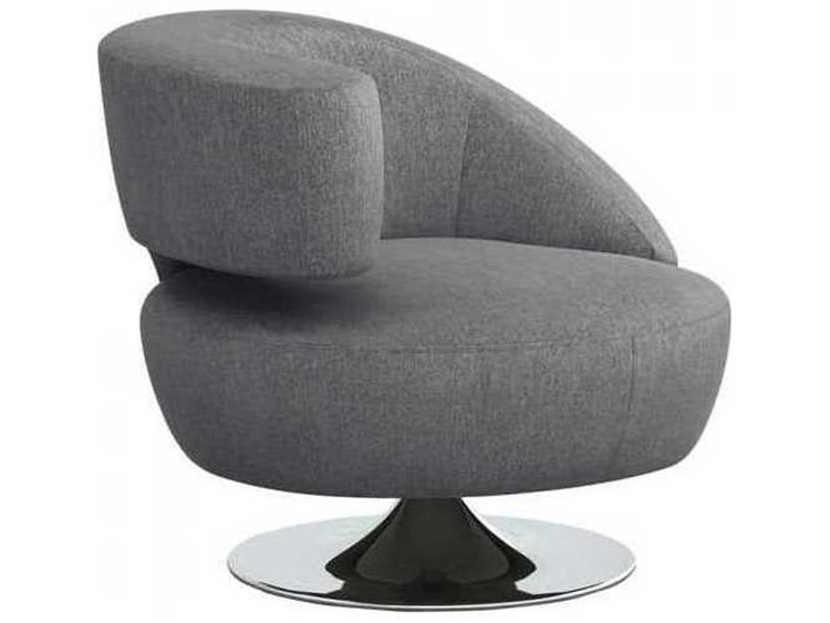 Interlude Home Night / Polished Nickel Swivel Accent Chair | IL19802