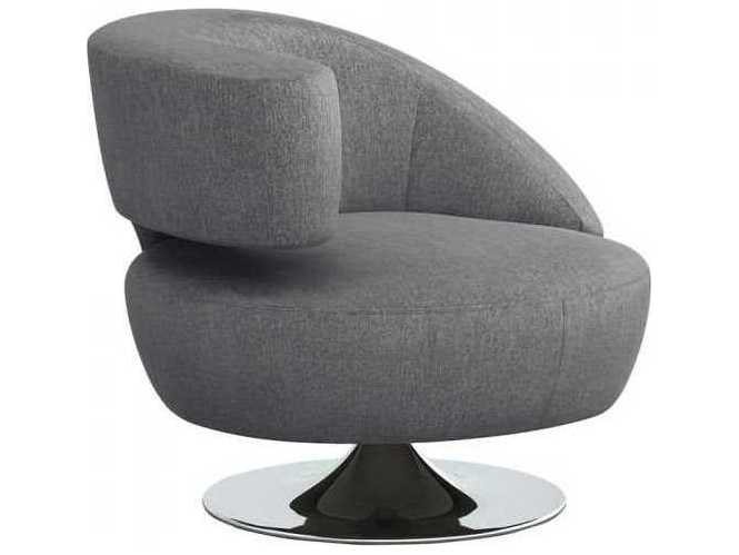 Interlude Home Night / Polished Nickel Swivel Accent Chair .
