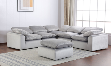 Velvet Modular Grey 5-Piece Sectional Sofa | The Dump Luxe .