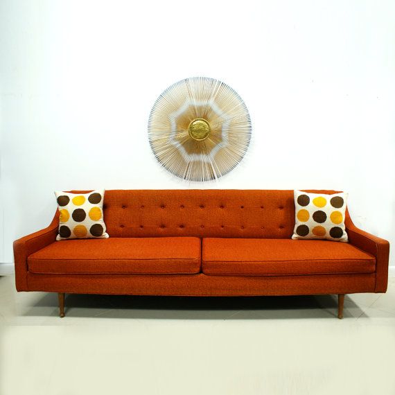 Orange Sofa Mid Century Modern Free Shipping by TheModernHistoric .