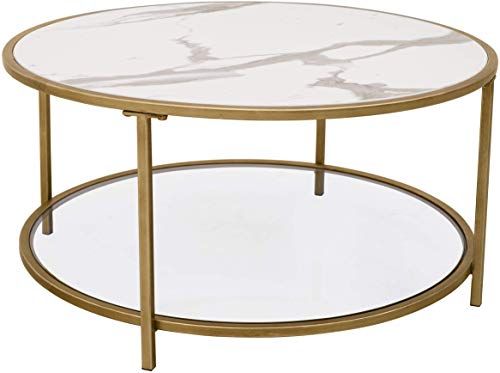 Buy Ravenna Home Parker Round Shelf Storage Coffee Table, 31.5 W .