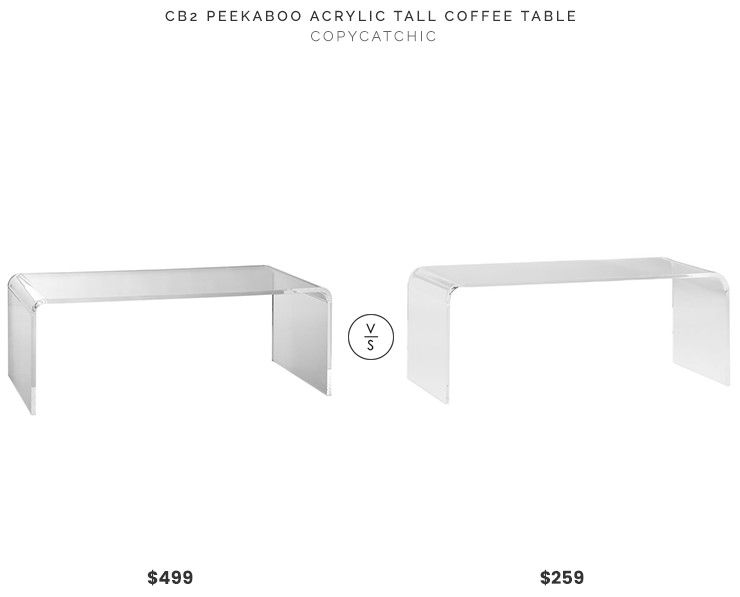 CB2 Peekaboo Acrylic Tall Coffee Table $499 vs Houzz Phantom .