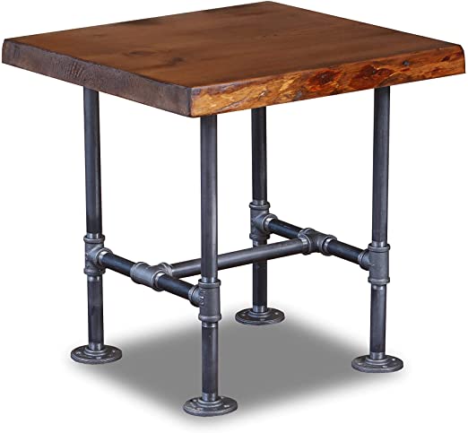 Amazon.com: Industrial Pipe and Wood End Table Live Edge Rustic .
