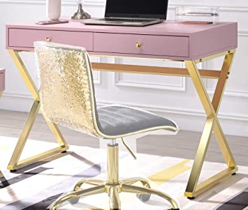 Amazon.com: ACME Coleen Desk - - Pink & Gold: Kitchen & Dini