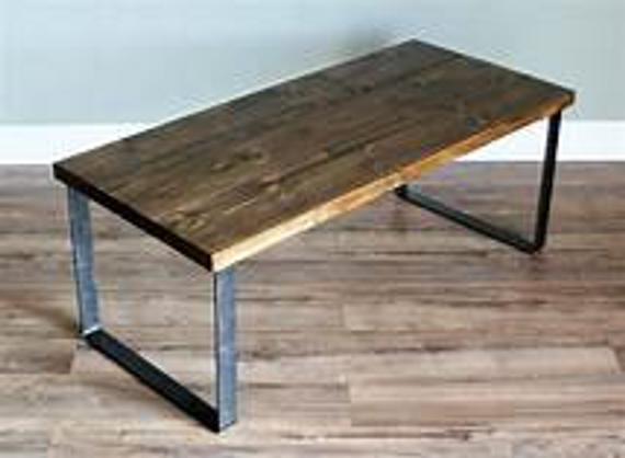 Natural Solid Reclaimed Pine Wood Coffee Table With Raw Steel | Et