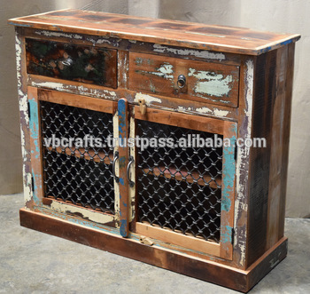 Recycled Wooden Sideboard Iron Jali Panel - Buy Ethnic Indian .