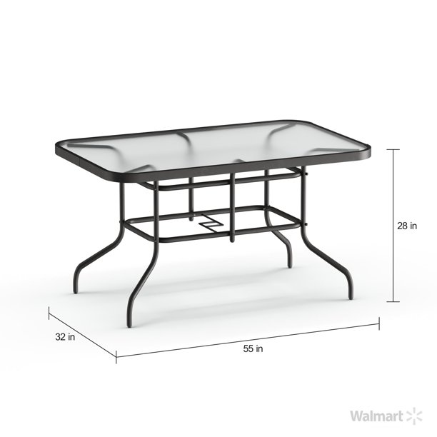 Flash Furniture 31.5" x 55" Rectangular Tempered Glass Metal Table .