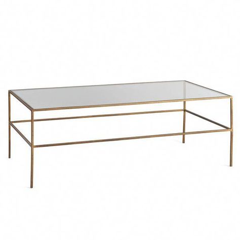 Rectangular Brass Finish and Glass Coffee Table | Wisteria .