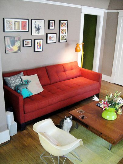 Small Space Solution: Pick A Colorful (Try Orange!) Couch | Red .
