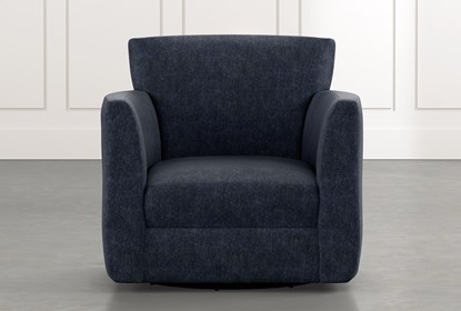Revolve Navy Blue Swivel Accent Chair | Living Spac