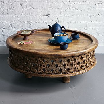 Carved Wood Coffee Table | Mango wood coffee table, West elm .