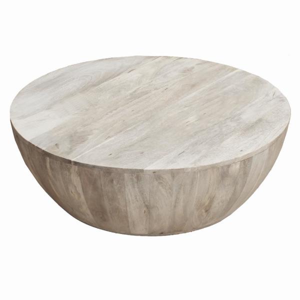 The Urban Port Light Brown Mango Wood Coffee Table in Round Shape .