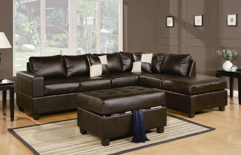 Sacramento Bonded Leather Sectional with Reversible Chaise and .