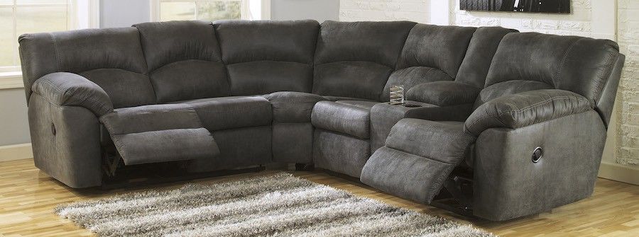 Soft 2 Piece Reclining Sectional in Grey | Reclining sectional .