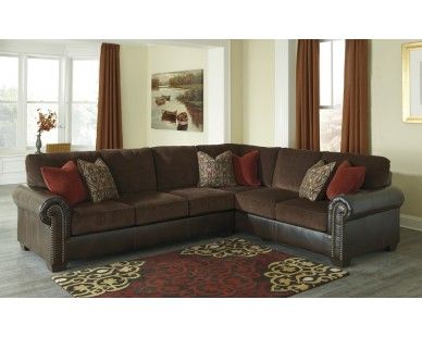 Traditional Two Tone 2 Piece Sectional - Dark Brown - Sam Levitz .