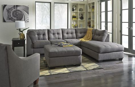 2 Piece Contemporary Sectional in Grey - Sam Levitz Furniture .