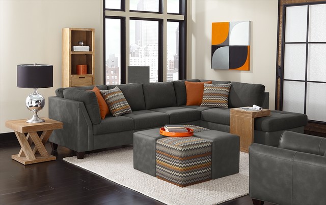 top hat sectional living room in chocolate media image 1. all .